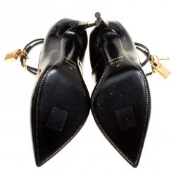 Tom Ford Black Patent Leather Ankle Lock Pointed Toe Pumps Size 37