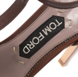 Pre Owned Tom Ford Brown Leather T-Strap Open Toe Sandals Size 40