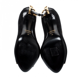 Pre Owned Tom Ford Black Suede Cleaver Open Toe Ankle Booties Size 36