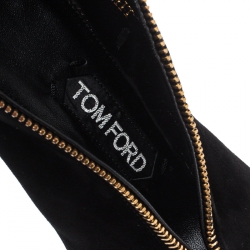 Pre Owned Tom Ford Black Suede Cleaver Open Toe Ankle Booties Size 36