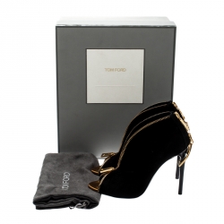 Pre Owned Tom Ford Black Suede Cleaver Open Toe Ankle Booties Size 36