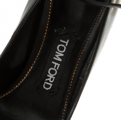 Tom Ford Black Leather Ankle Lock Pointed Toe Pumps Size 36.5