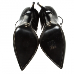 Tom Ford Black Leather Ankle Lock Pointed Toe Pumps Size 36.5
