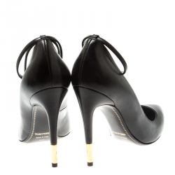 Tom Ford Black Leather Ankle Lock Pointed Toe Pumps Size 36.5