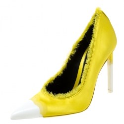Tom Ford Yellow Ombre Satin Frayed Pointed Toe Pumps Size 38