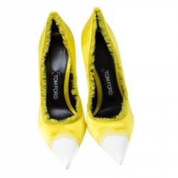 Tom Ford Yellow Ombre Satin Frayed Pointed Toe Pumps Size 38