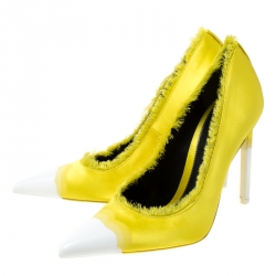 Tom Ford Yellow Ombre Satin Frayed Pointed Toe Pumps Size 38