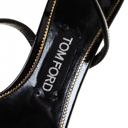 Pre Owned Tom Ford Black Patent Leather Padlock Naked Sandals Size 38