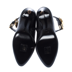 Tom Fod Black Leather Padlock Charm Pointed Toe Booties Size 35
