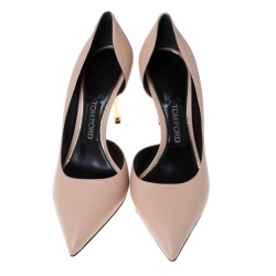  Tom Ford Nude Beige Leather Half  D’orsay Pumps Size 39.5 