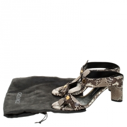 Tom Ford Multicolor Python Leather T-Strap Open Toe Slide Sandals Size 37.5
