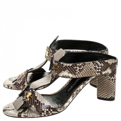 Tom Ford Multicolor Python Leather T-Strap Open Toe Slide Sandals Size 37.5
