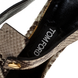 Tom Ford Multicolor Python Leather T-Strap Open Toe Slide Sandals Size 37.5