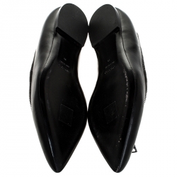 Tom Ford Black Leather Zipper Trim And Zip Detail Pointed Toe Ballet Flats Size 39