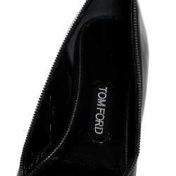 Tom Ford Black Leather Zipper Trim And Zip Detail Pointed Toe Ballet Flats Size 39