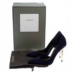 Tom Ford Navy Blue Suede Half D'orsay Pumps Size 39