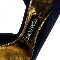Tom Ford Navy Blue Suede Half D'orsay Pumps Size 39