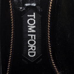 Pre Owned Tom Ford Black Patent Leather Padlock Ankle Wrap Pointed Toe Pumps Size 38