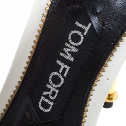Tom Ford White Leather T-Bar Ankle Strap Sandals Size 38.5