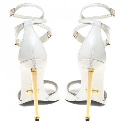 Tom Ford White Leather T-Bar Ankle Strap Sandals Size 38.5