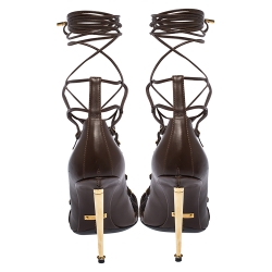Tom Ford Brown Leather Lace Up Sandals Size 38
