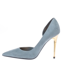 Pre Owned Tom Ford Grey Suede D’orsay Pointed Toe Pumps Size 39.5