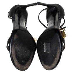 Tom Ford Black Leather Lock Ankle Strap Sandals Size 37