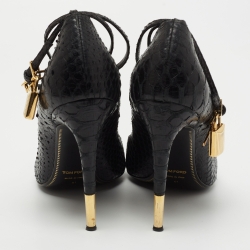 Tom Ford Black Python Padlock Ankle Strap Pumps Size 41