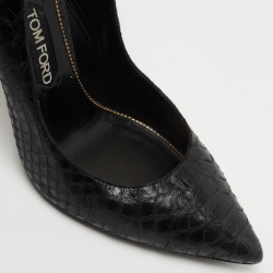 Tom Ford Black Python Padlock Ankle Strap Pumps Size 41