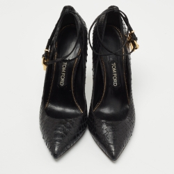 Tom Ford Black Python Padlock Ankle Strap Pumps Size 41