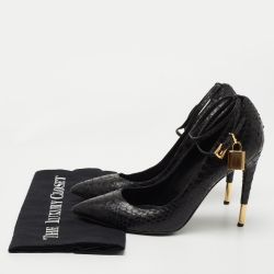 Tom Ford Black Python Padlock Ankle Strap Pumps Size 41