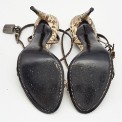 Tom Ford Cream/Brown Python Padlock Sandals Size 40