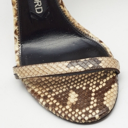 Tom Ford Cream/Brown Python Padlock Sandals Size 40