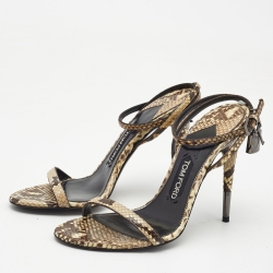 Tom Ford Cream/Brown Python Padlock Sandals Size 40