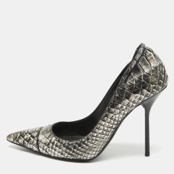 Metallic Python Leather Pointed Toe Pumps