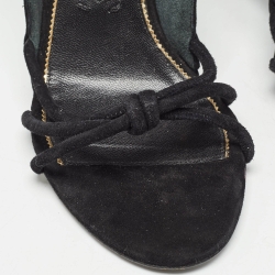 Pre Owned Tom Ford Black  Suede Ankle Wrap Wedge Sandals Size 39