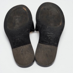 Pre Owned Tom Ford Black Leather TF Flat Slides Size 38