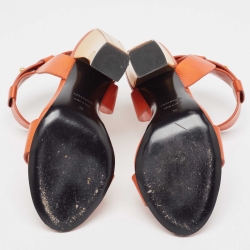 Pre Owned Tom Ford Orange Leather Ankle Strap Sandals Size 36