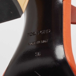 Pre Owned Tom Ford Orange Leather Ankle Strap Sandals Size 36