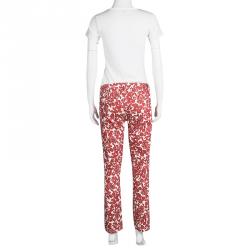 Tory Burch Red Pepper Issy Print Straight Fit Cropped Laurel Pants M