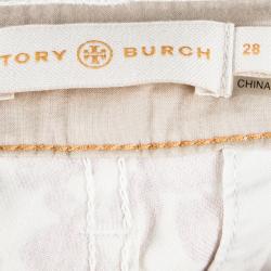 Tory Burch Red Pepper Issy Print Straight Fit Cropped Laurel Pants M