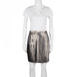 Pre Owned Tory Burch Metallic Pleated Audra Skirt S