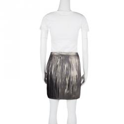 Pre Owned Tory Burch Metallic Pleated Audra Skirt S