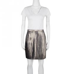 Pre Owned Tory Burch Metallic Pleated Audra Skirt L