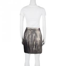 Pre Owned Tory Burch Metallic Pleated Audra Skirt L