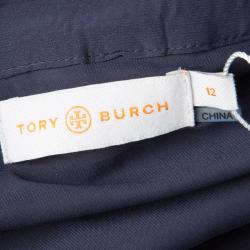 Pre Owned Tory Burch Metallic Pleated Audra Skirt L