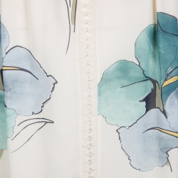 Pre Owned Tory Burch Off White Blooming Iris Printed Silk Kendra Maxi Skirt M