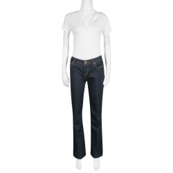 Pre Owned Tory Burch Indigo Dark Wash Denim Classic Boot Cut Jeans L
