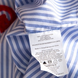 Pre Owned Tory Burch Blue and White Striped Contrast Embroidered Emily Shirt M