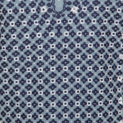 Tory Burch Rainfall Blue Embroidered Crepe Silk Kaftan Maxi Dress XL